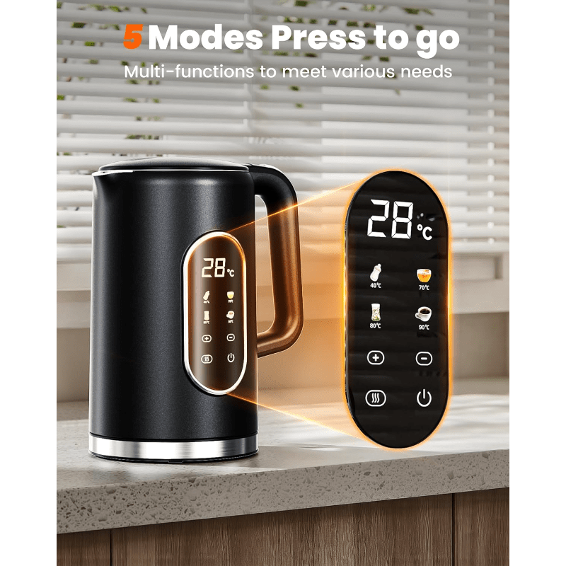 Trendbay 1.7L Smart Electric Kettle – 2200W Stainless Steel with Temp Control & Display