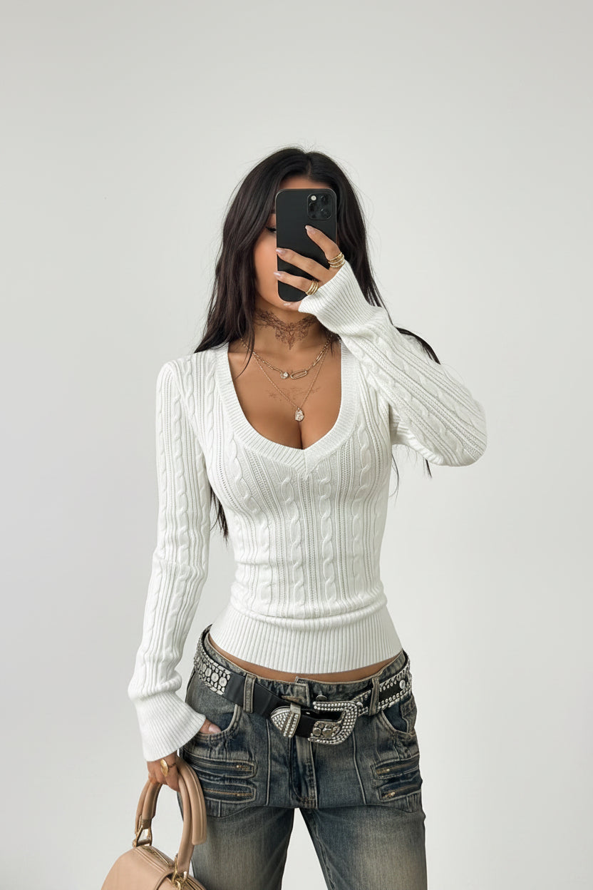 Trendbay Women's Ribbed V-Neck Top