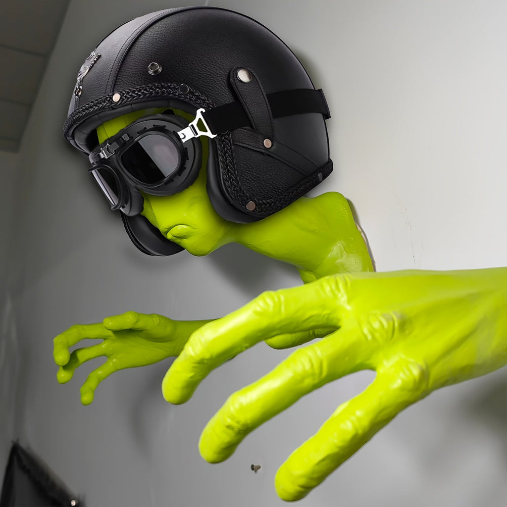 Trendbay Green Alien Latex Wall-Mounted Sculpture 3D Alien Head & Hands