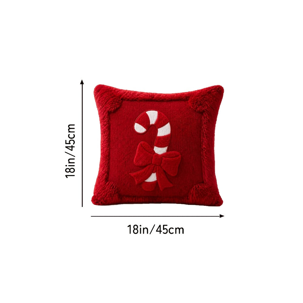 Trendbay Christmas Cushion Cover Set of 2 Plush Candy Ribbon Design