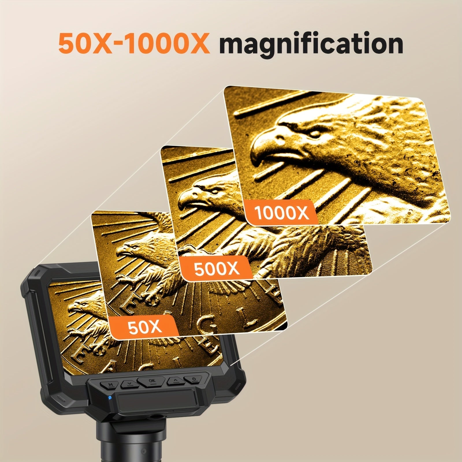 Trendbay 10.92cm IPS Digital Microscope – 1000X 1080P Coin Microscope with 8 LED Lights & PC Compatibility