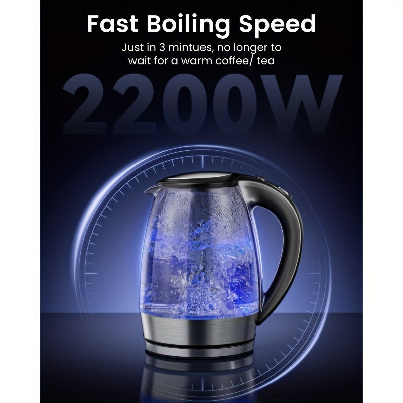 Trendbay 1.8L Electric Kettle – 2200W Glass Fast Boil Tea & Coffee Kettle