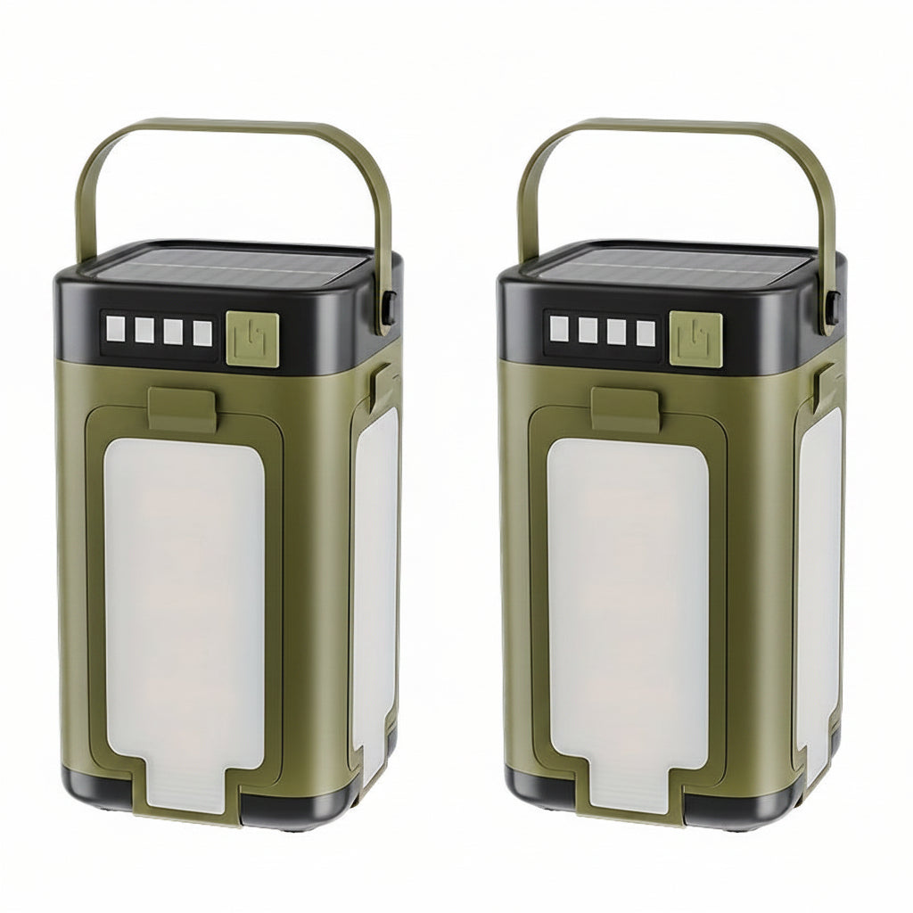 Trendbay 2-Pack Camping LED Lights – Solar Foldable Tent Lamp with 6 Modes