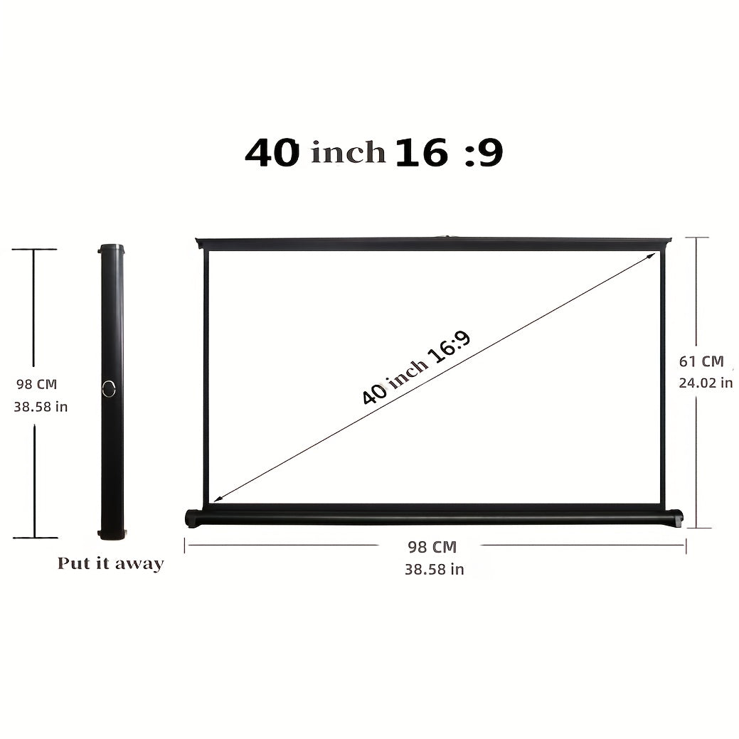 Trendbay 40-Inch Portable Projector Screen – 16:9 Folding Desktop Display with Stand
