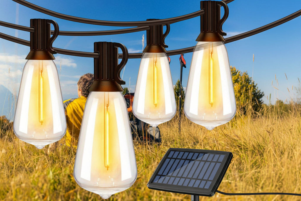 Trendbay 100FT Solar LED String Lights with 24 Shatterproof ST38 Bulbs  Waterproof