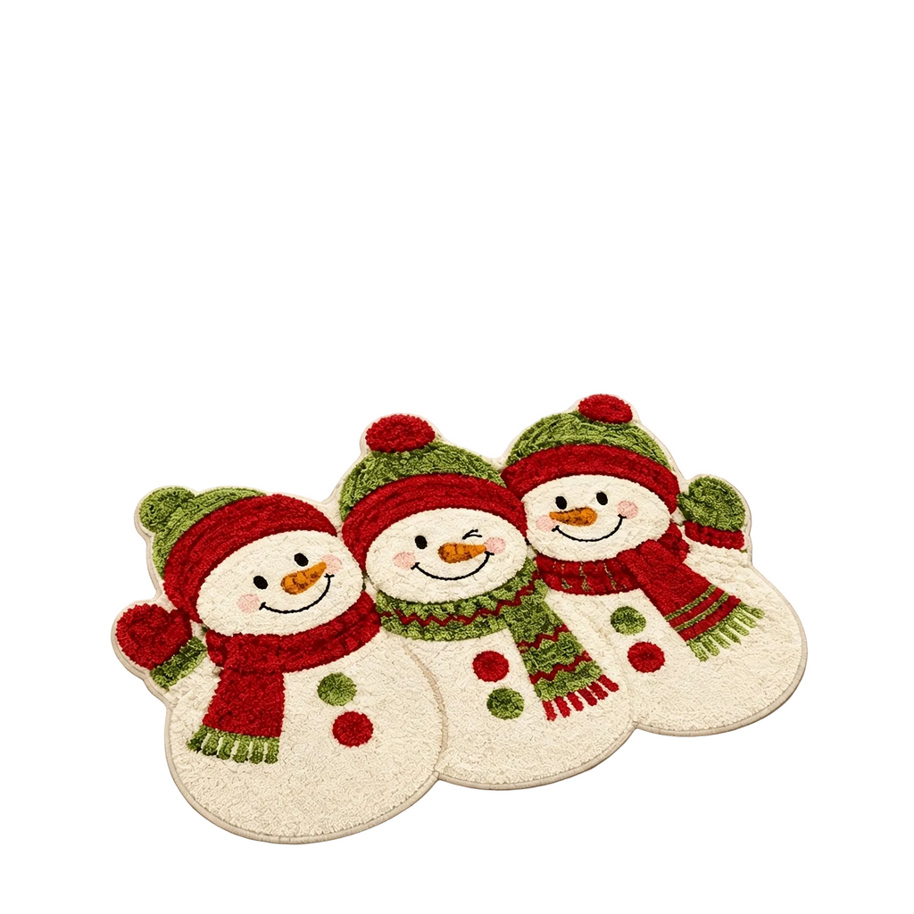 Trendbay Christmas Snowman Velvet Bath Rug 2D Flat 1pc