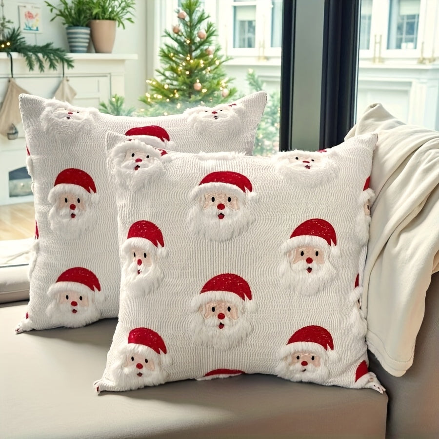 Trendbay 3D Santa Claus Quilted Cushion Cover White Christmas Pillowcase