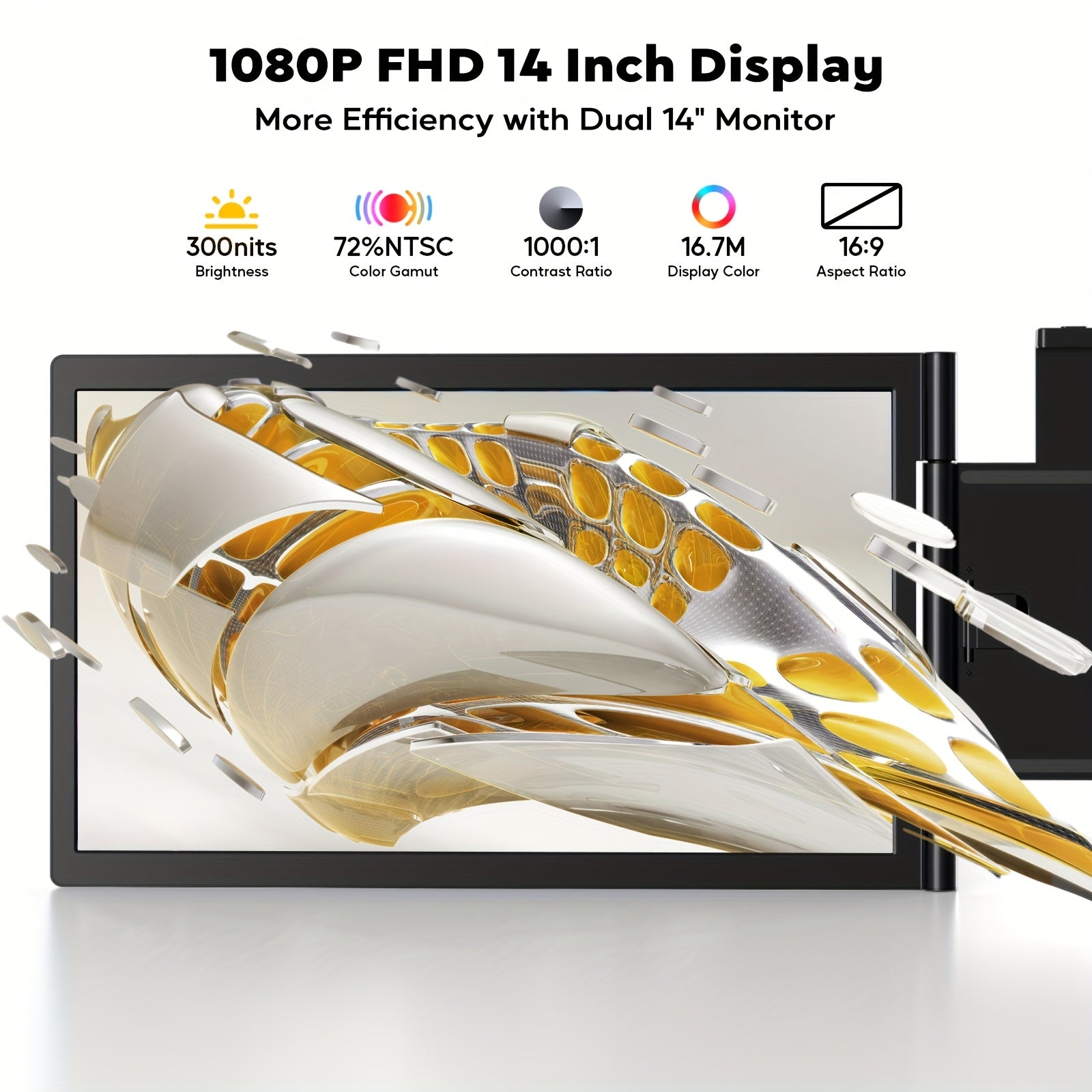 Trendbay 14" Portable Laptop Screen Extender – FHD 1080P Triple Monitor Display