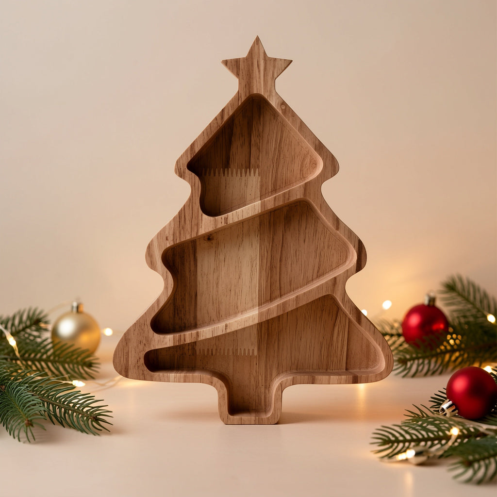 Trendbay Christmas Tree-Shaped Wooden Decorative Tray