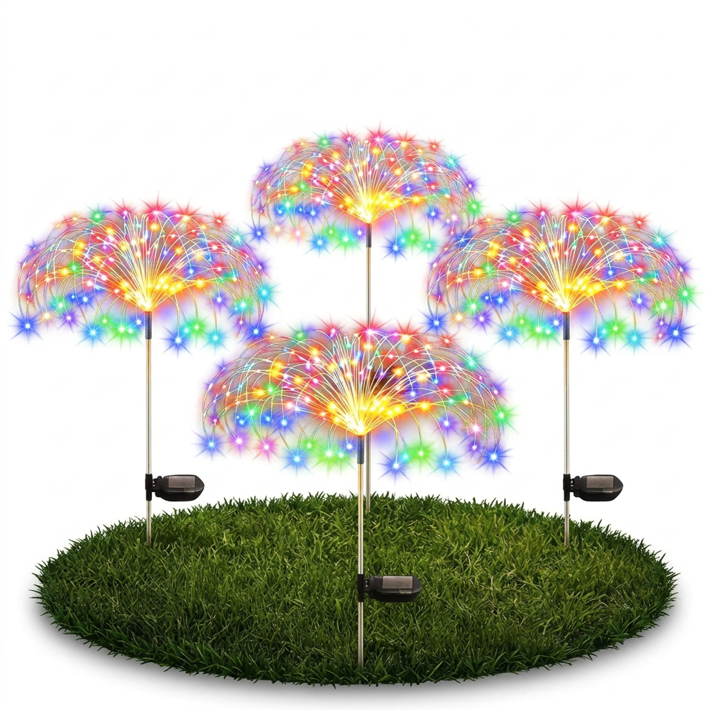 Trendbay 4Pack Solar Firework String Lights 360 Colorful LEDs