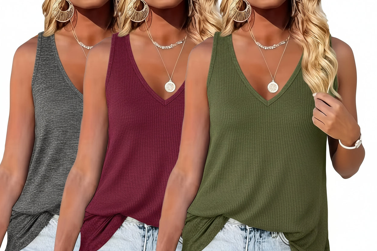 Trendbay 3-Piece Women's V-Neck Top Set