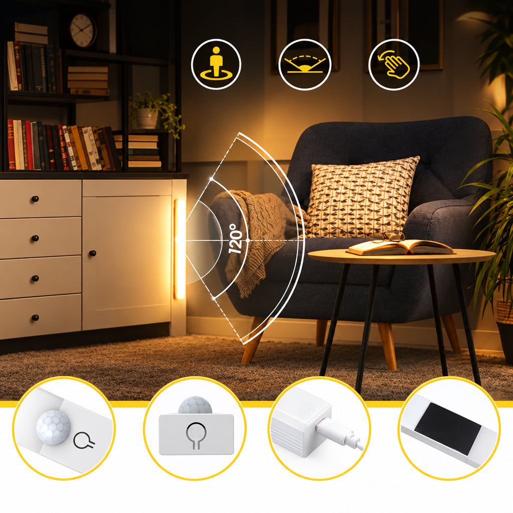 Trendbay 3pcs Rechargeable Motion Sensor Cabinet Lights USB-C