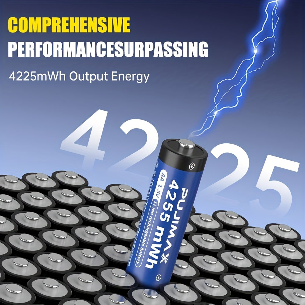 Trendbay 8PCS AA Rechargeable Lithium Batteries with Charging Box