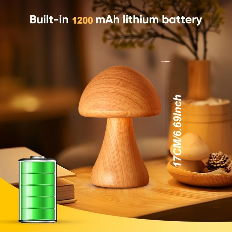 Trendbay USB Rechargeable Mushroom Lamp with Touch Control & Dimming