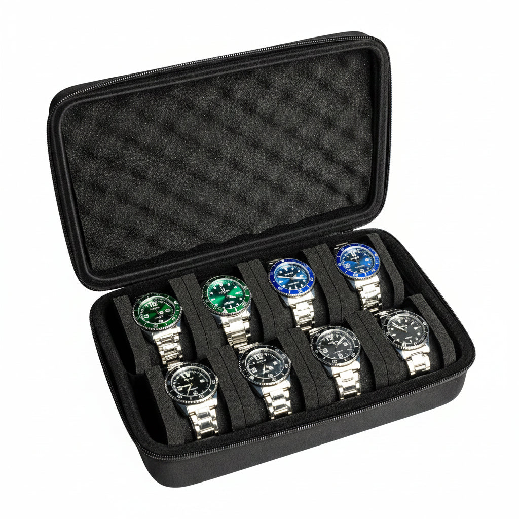 Trendbay 8-Slot Hard Shell Watch Storage Case – Portable Travel Organizer for Watches & Jewelry