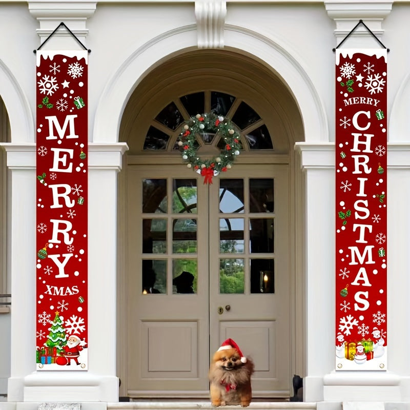 Trendbay \2D Christmas Door Banner Festive Front Porch Sign