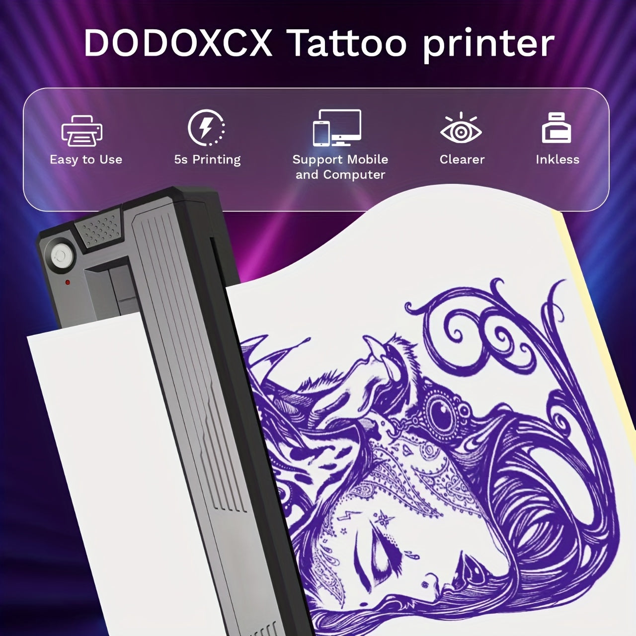 Trendbay Wireless Bluetooth Tattoo Stencil Printer – Portable Thermal Transfer Machine