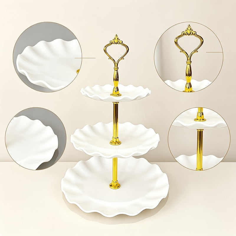 Trendbay 3-Tier White Plastic Cake Stand Detachable Lightweight