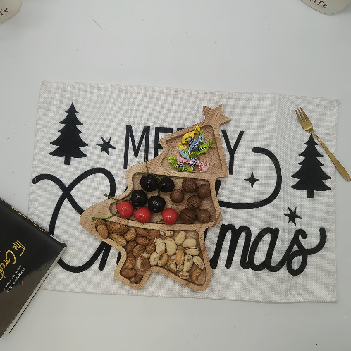 Trendbay Christmas Tree-Shaped Wooden Decorative Tray