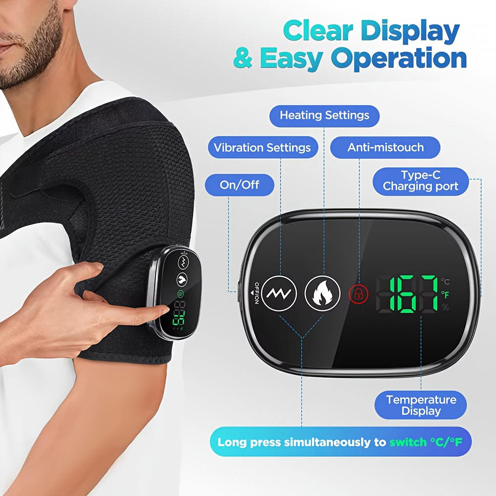 Trendbay Black Wireless Heated Shoulder Massager with Adjustable Heating & Vibration