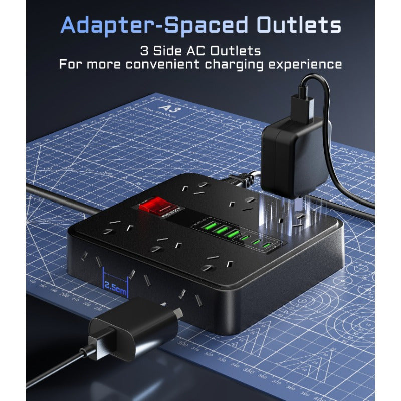 Trendbay 18-in-1 Power Strip – 12 Outlets, 6 USB (USB-C), Surge Protector