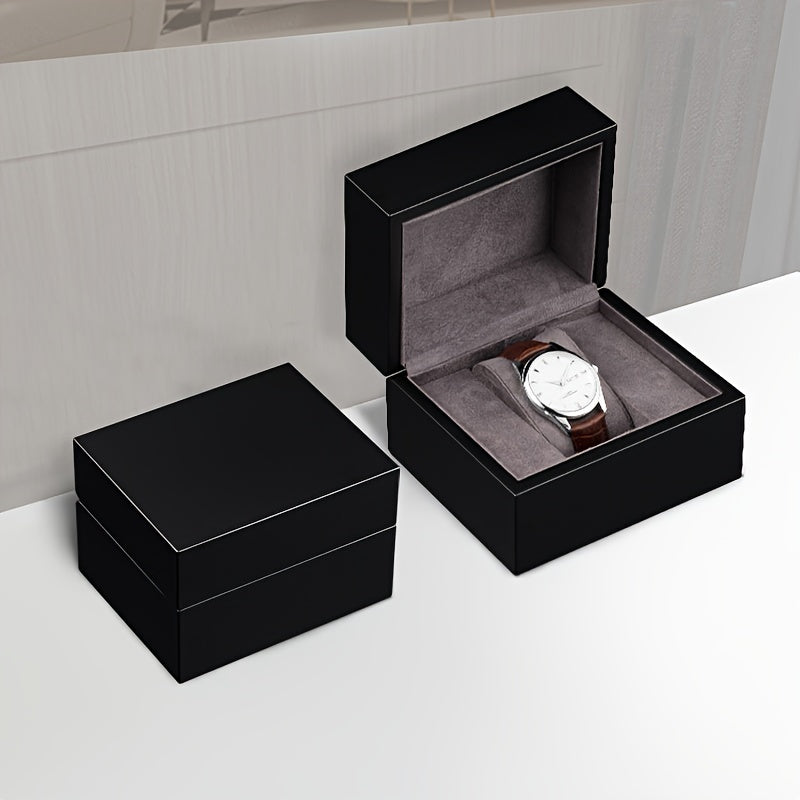 Trendbay Wooden Single Watch Storage Box – Flip-Top Display Case with Soft Fabric Interior