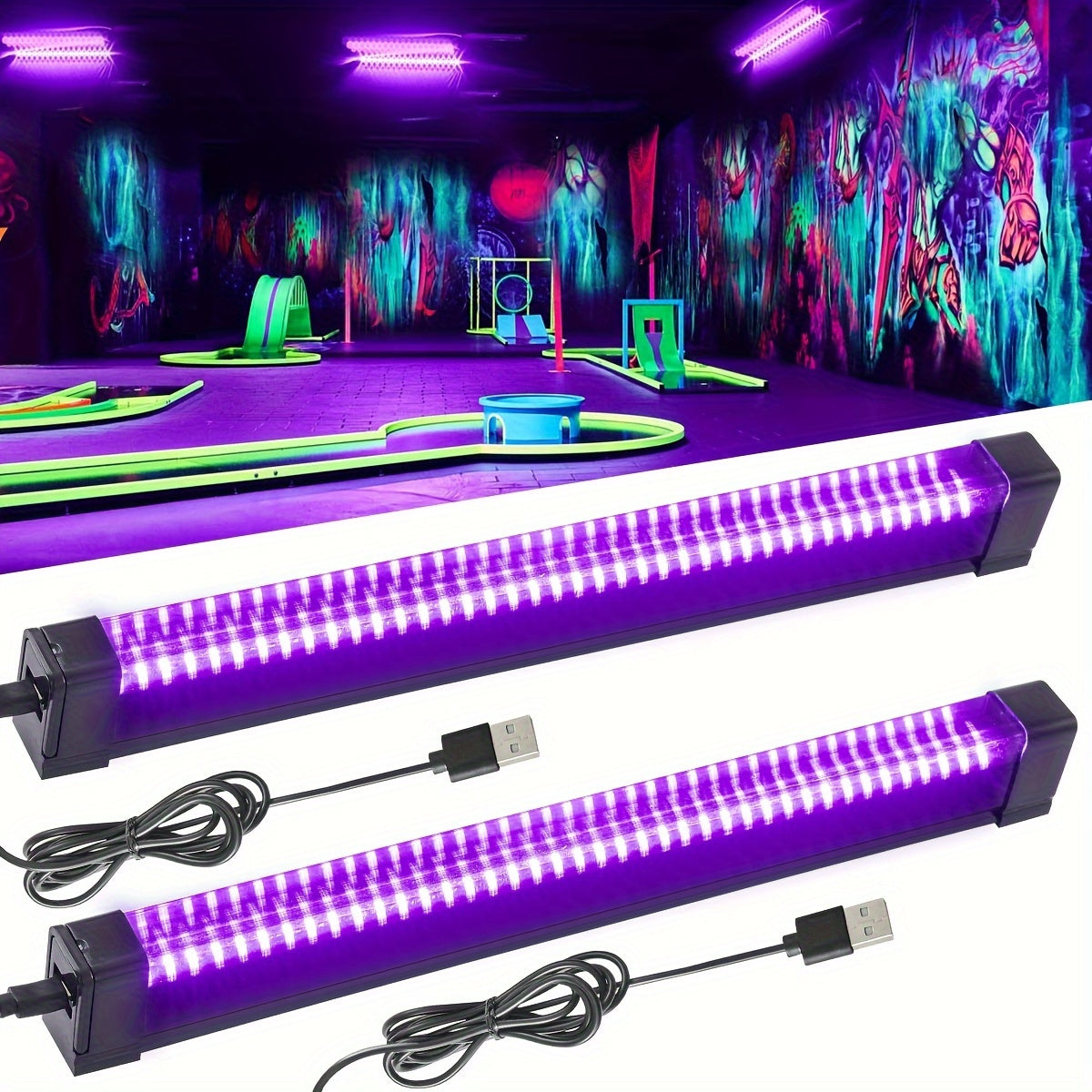 Trendbay 2pcs 32CM USB UV Blacklight Bars – 385–400nm LED