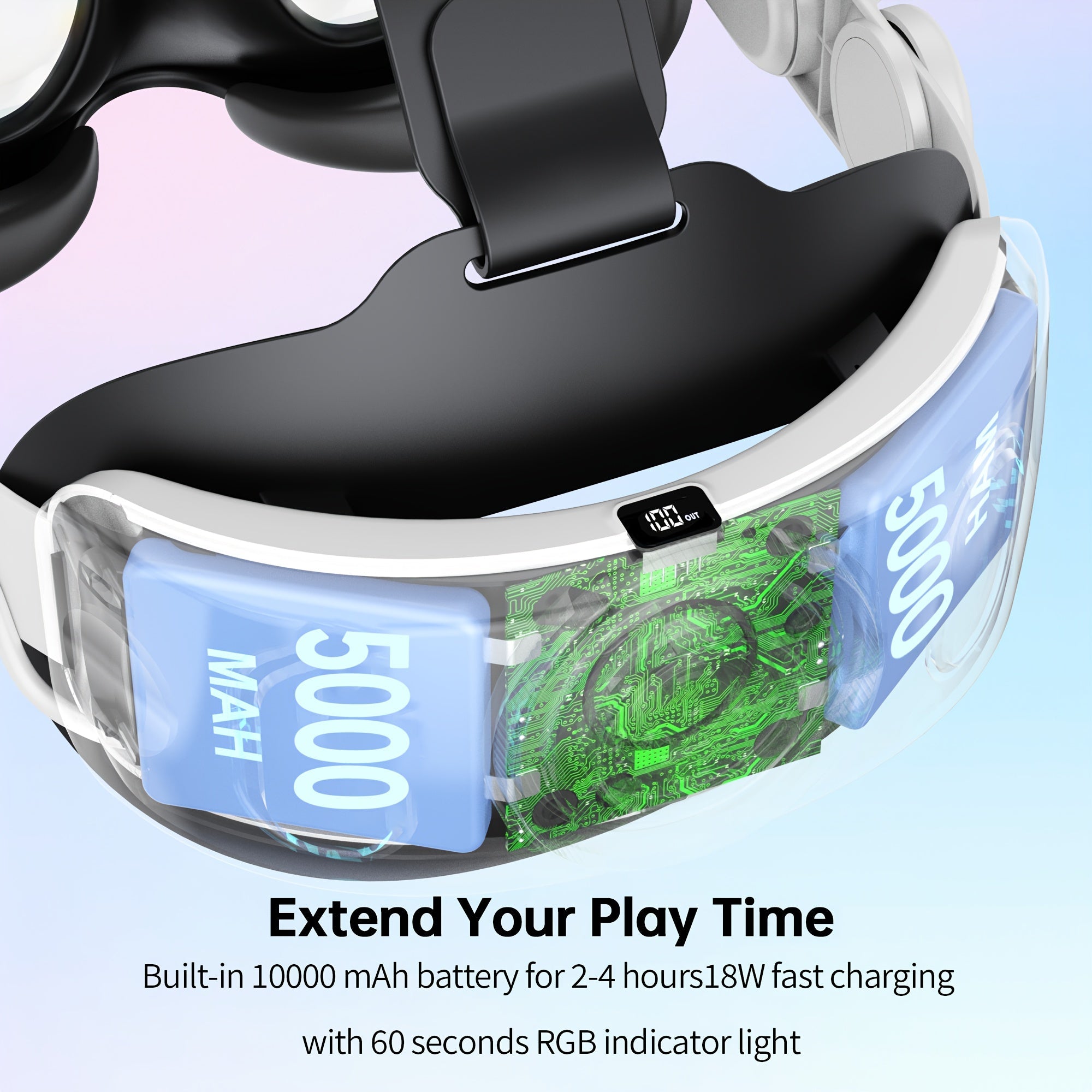 Trendbay VR Head Strap with Battery 10000mAh RGB Fast Charging