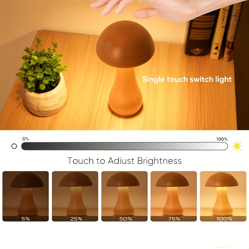 Trendbay USB Rechargeable Mushroom Lamp with Touch Control & Dimming