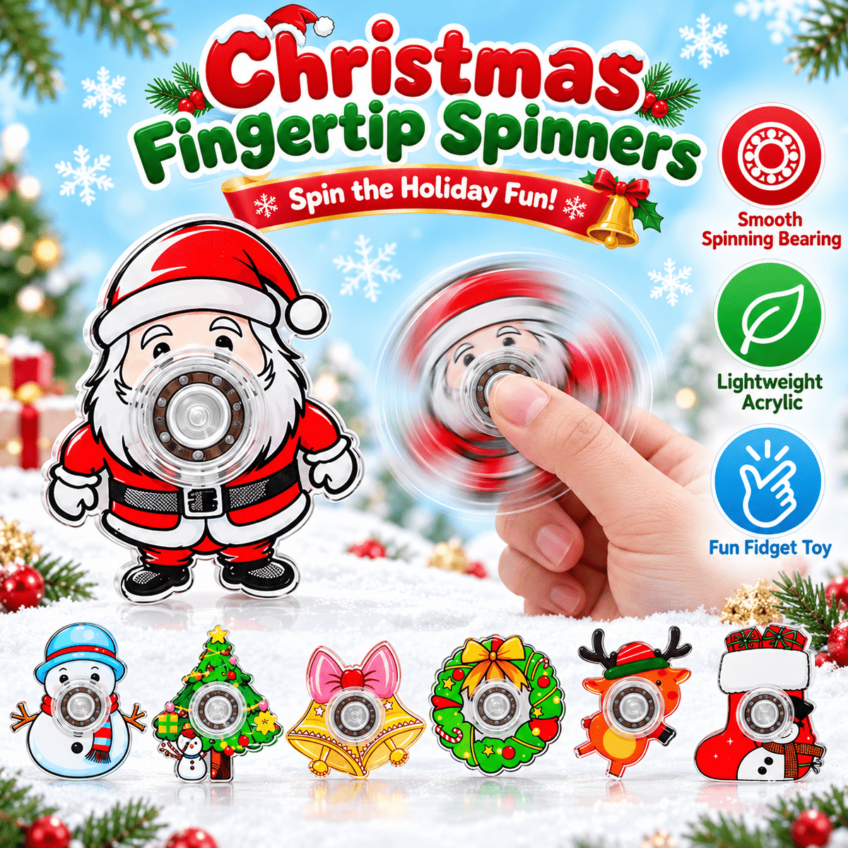 Trendbay Christmas Finger Spinner Fidget Toys Set for Kids Part