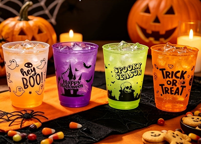 Trendbay 8pcs Halloween Plastic Cups 16oz (Approx. 450ml)