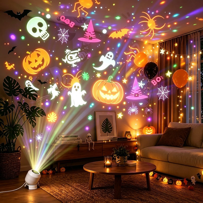 Trendbay Halloween Dynamic Projection Light USB-Powered 360° Rotating Multicolor