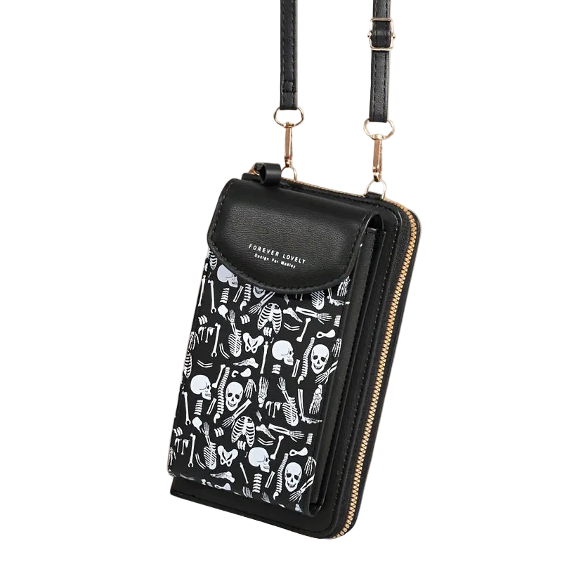 Trendbay Ghost Skull Pattern Crossbody Bag – Gothic Zipper