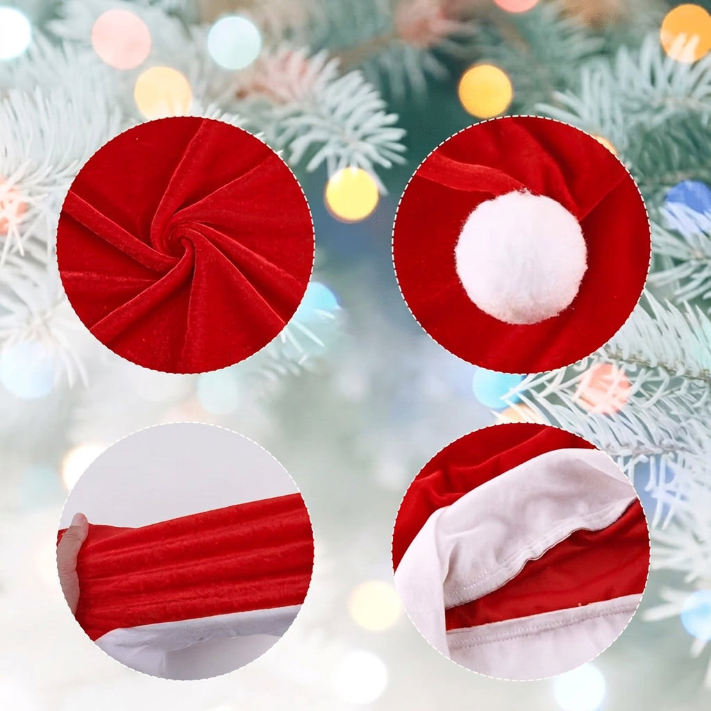 Trendbay 4pcs Red Santa Hat Chair Covers Velvet-Style