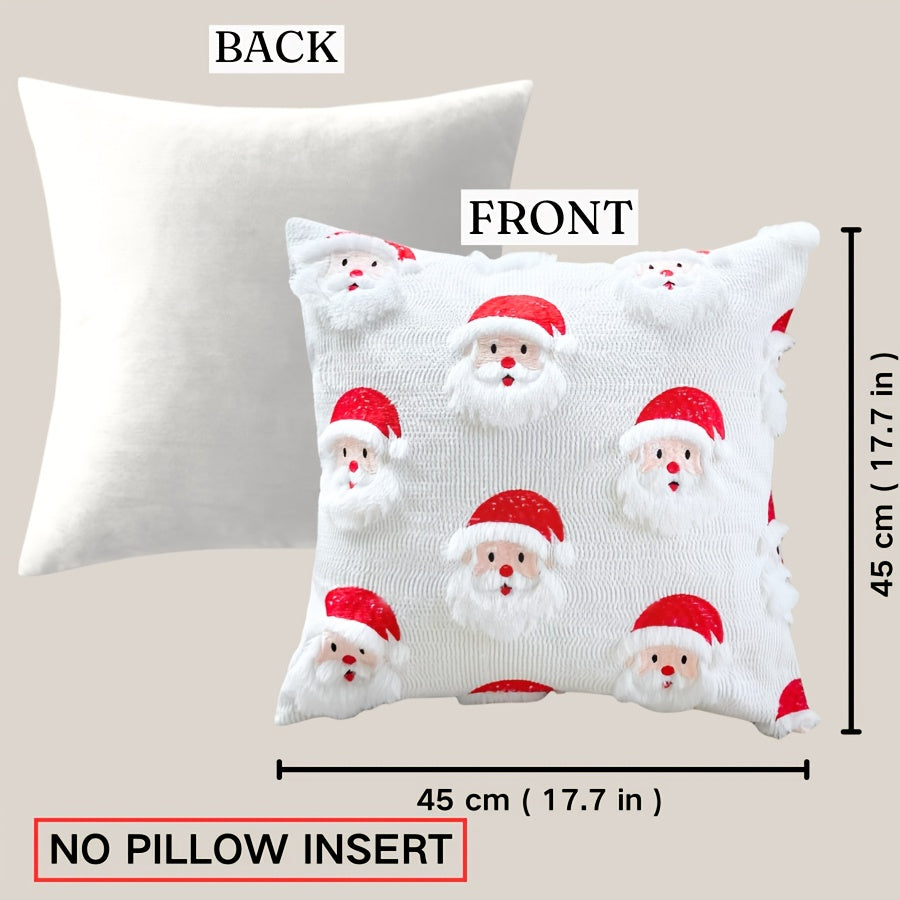 Trendbay 3D Santa Claus Quilted Cushion Cover White Christmas Pillowcase
