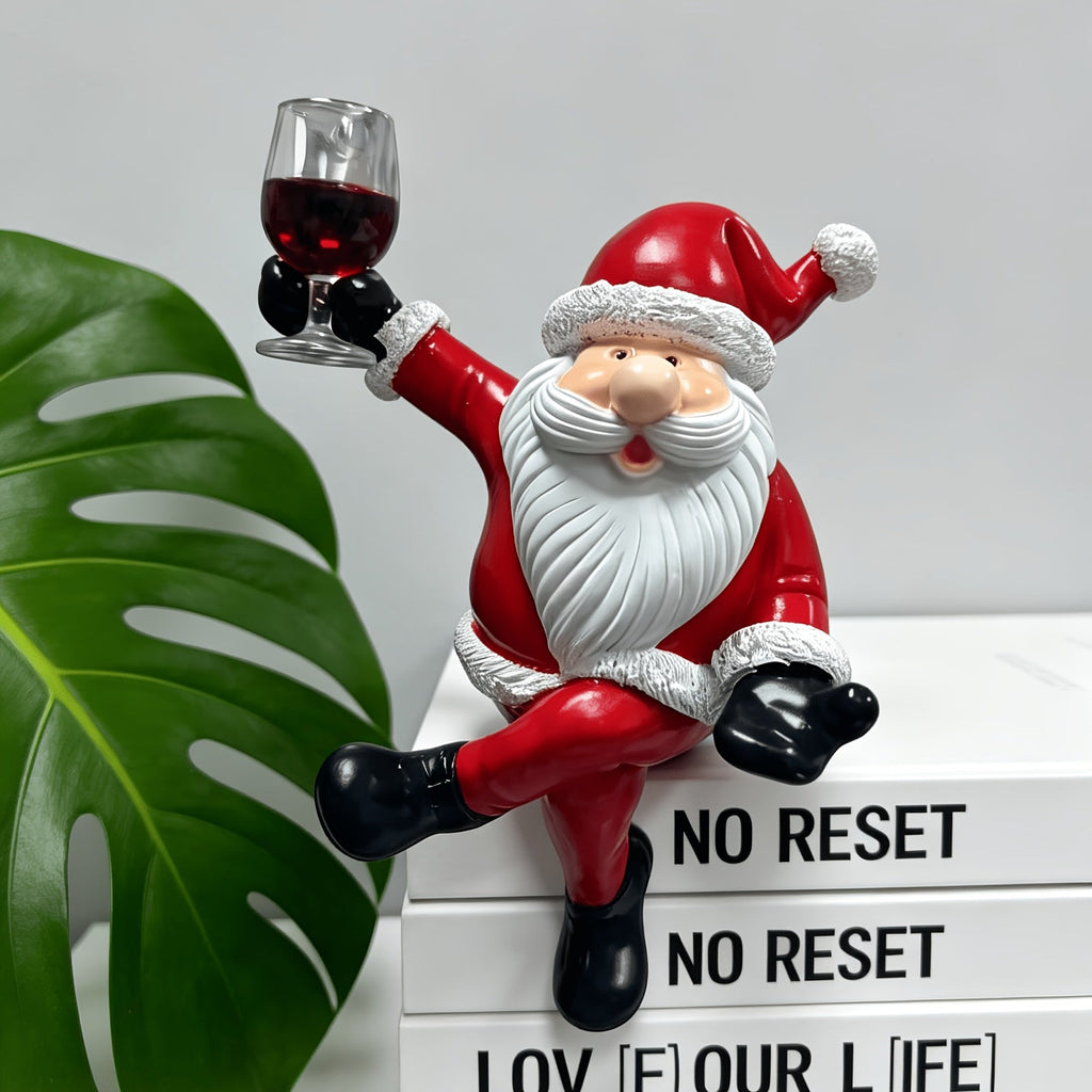 Trendbay Red and White Resin Elderly Figure Ornament Seated Character Raising a Glass