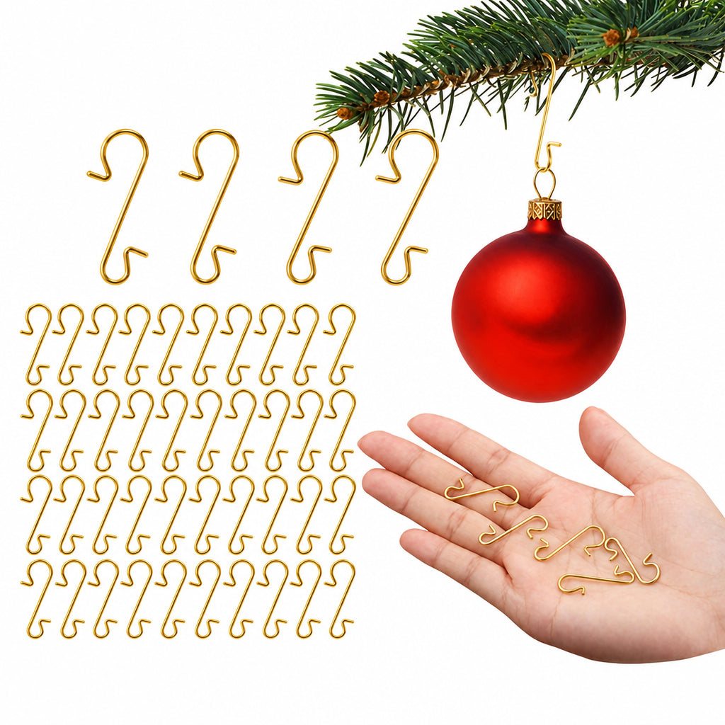 Trendbay 60pcs Gold Metal Christmas Ornament Hooks  Hangers