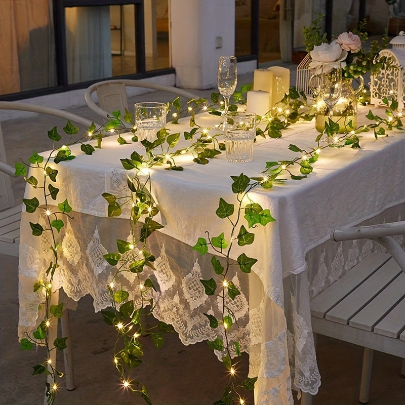 Trendbay 5M Artificial Leaf LED String Lights – 50 LED Warm White