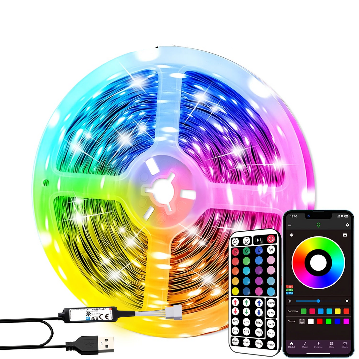 Trendbay 10M RGB Smart LED Strip Lights Music Sync with 44-Key Remote