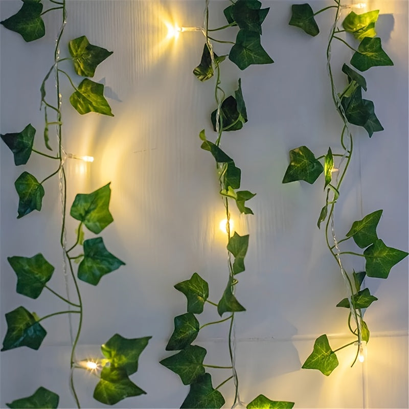 Trendbay 5M Artificial Leaf LED String Lights – 50 LED Warm White
