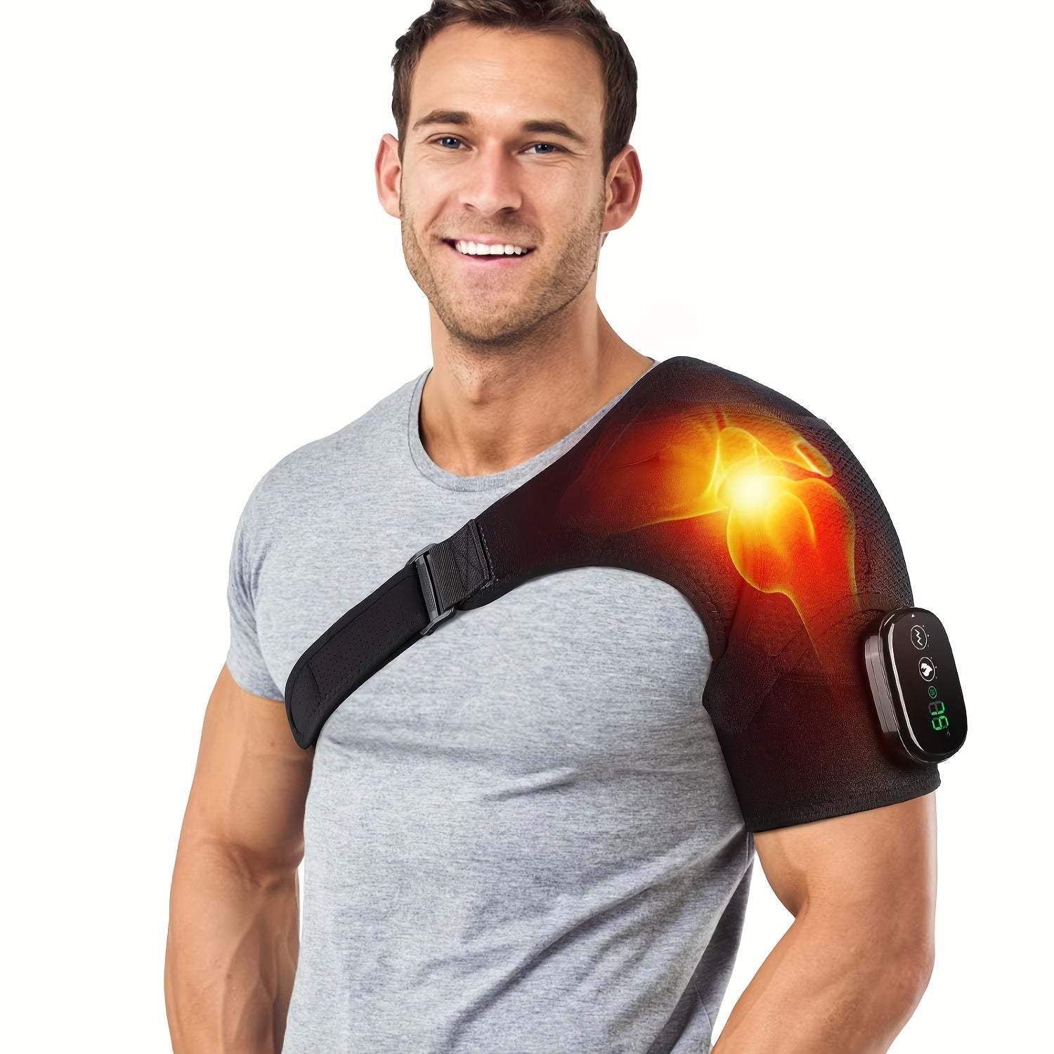 Trendbay Black Wireless Heated Shoulder Massager with Adjustable Heating & Vibration