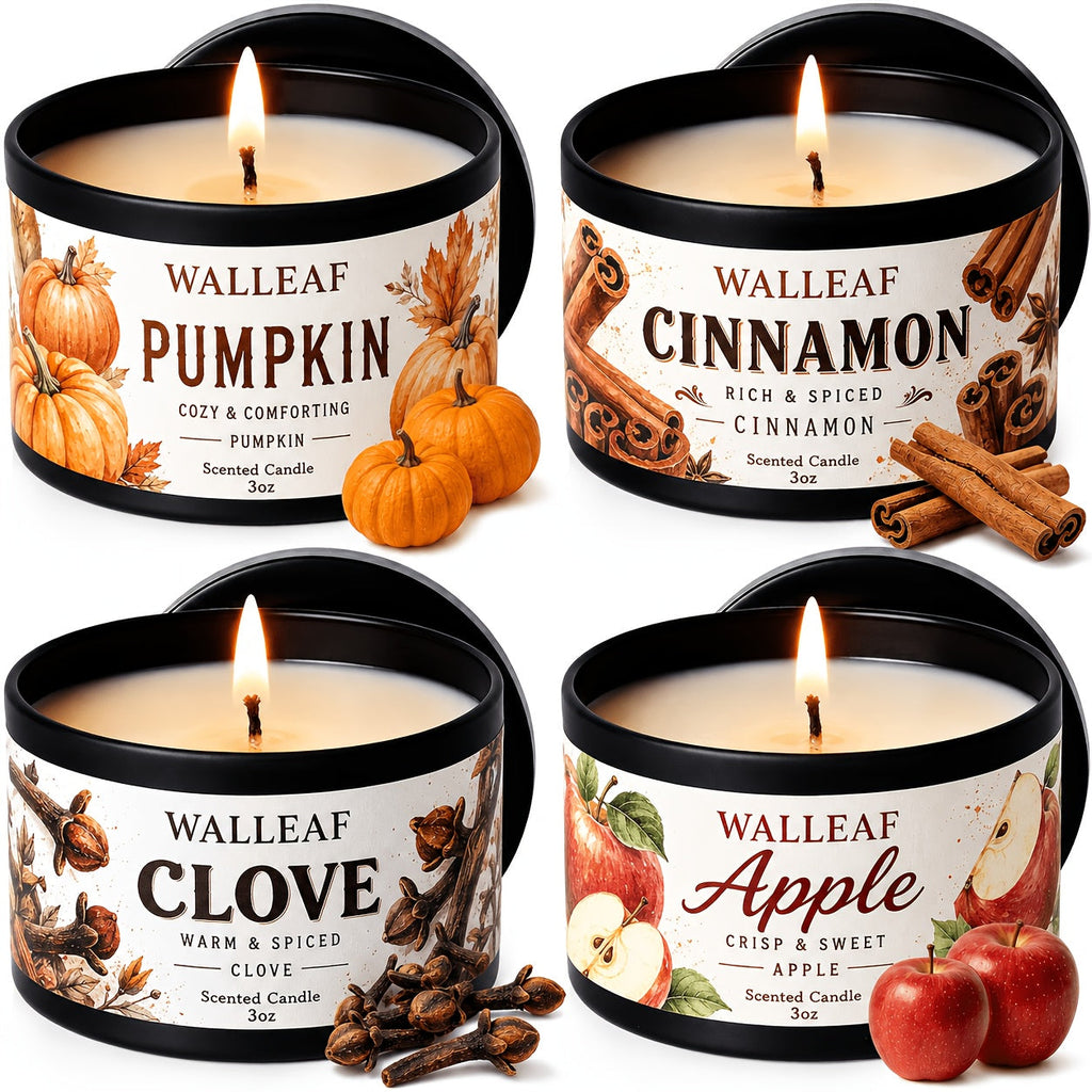 Trendbay 4pcs Fall Scented Soy Wax Candle Gift Set 3 oz
