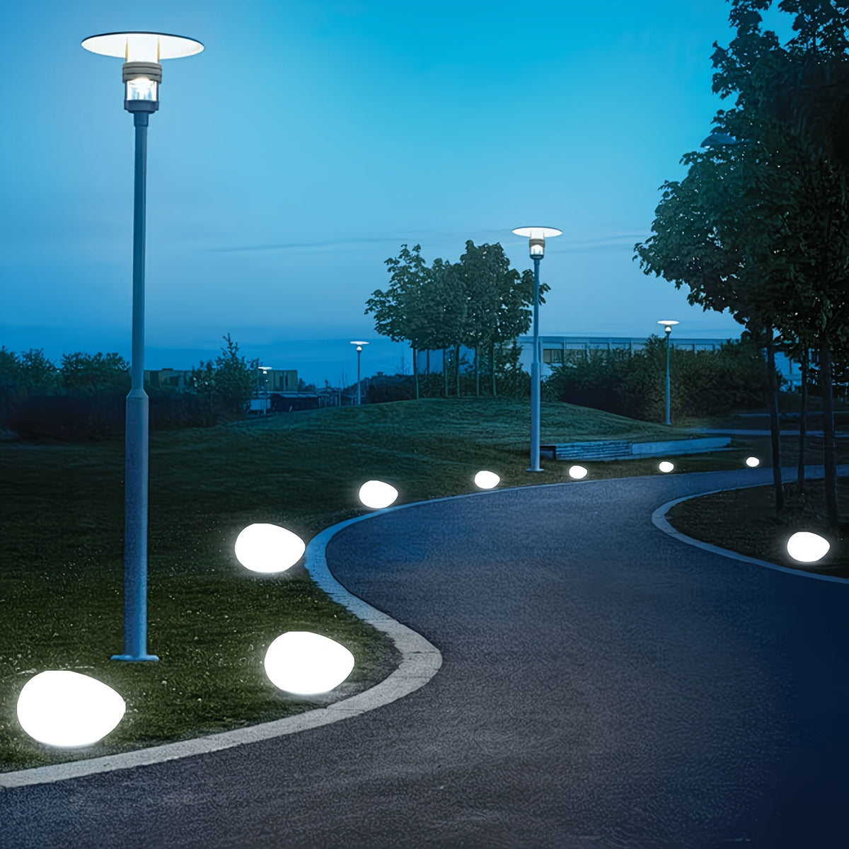 Trendbay 4-LED Solar Pebble Garden Warm Light