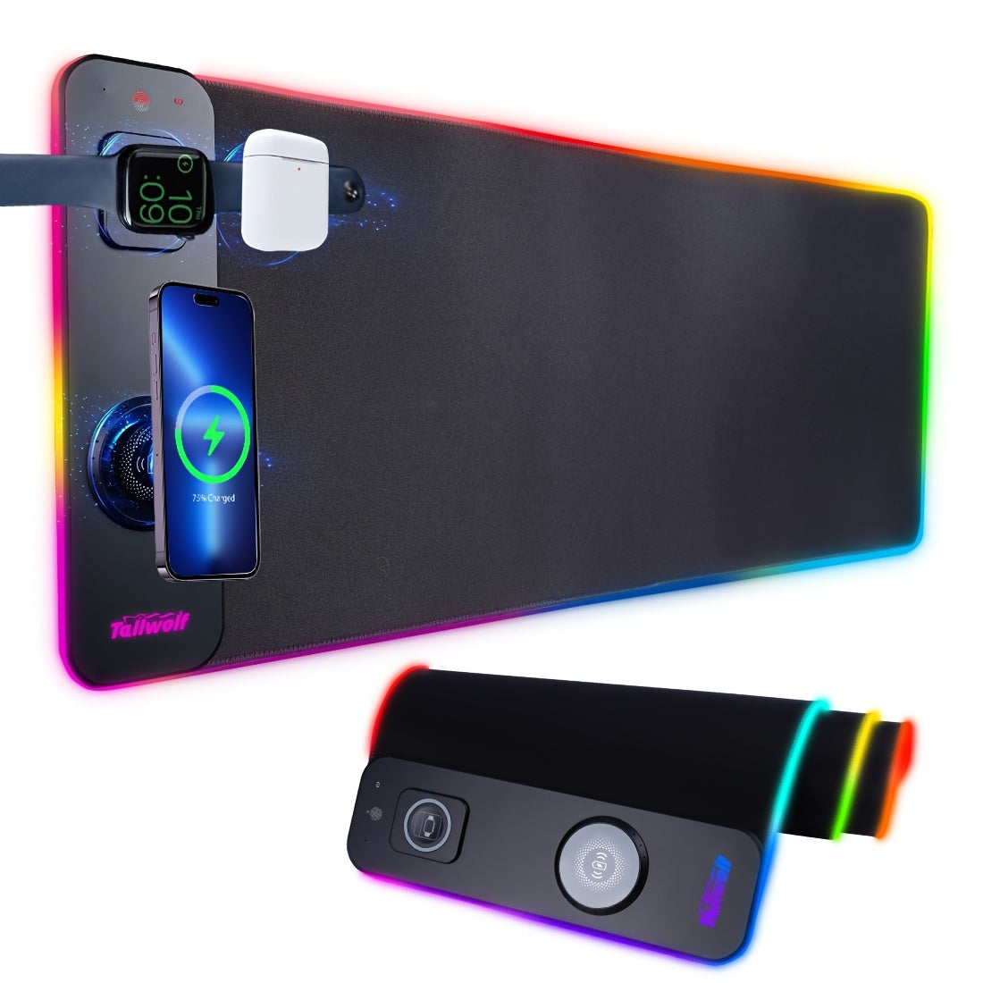 Trendbay 3-in-1 Magnetic Wireless Charging Mouse Pad RGB Desk Mat