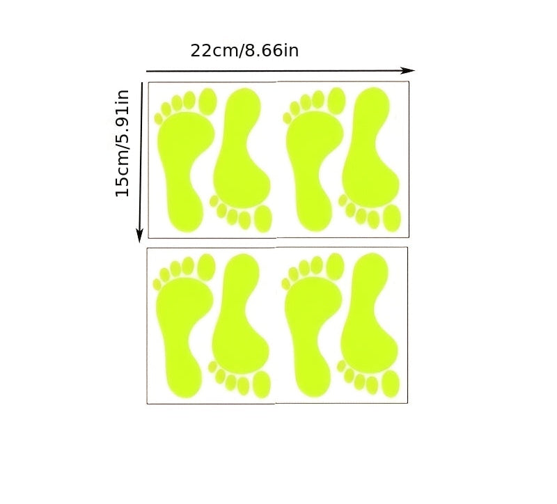 Trendbay 8pcs Green Luminous 2D Footprint Wall Stickers Self-Adhesive