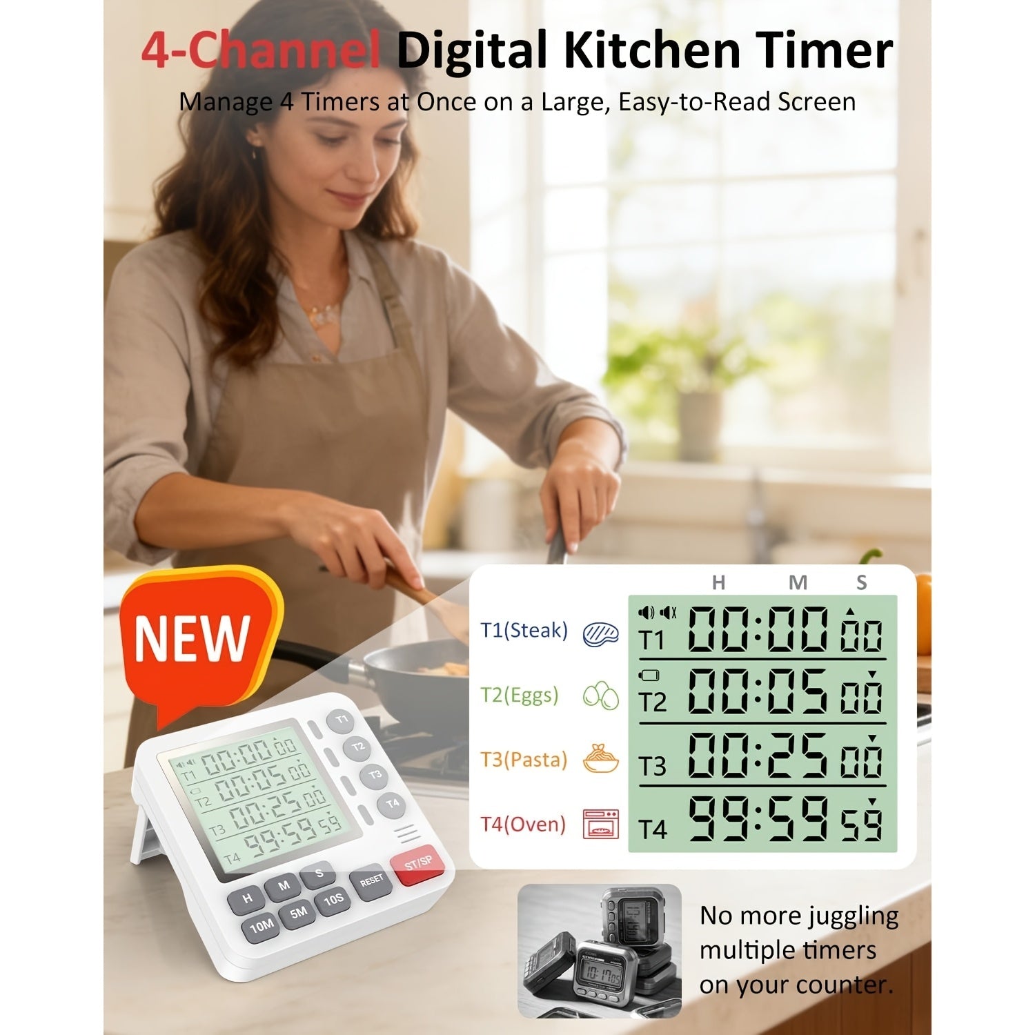 Trendbay 4-Channel Digital Cooking & Study Timer