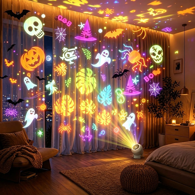 Trendbay Halloween Dynamic Projection Light USB-Powered 360° Rotating Multicolor