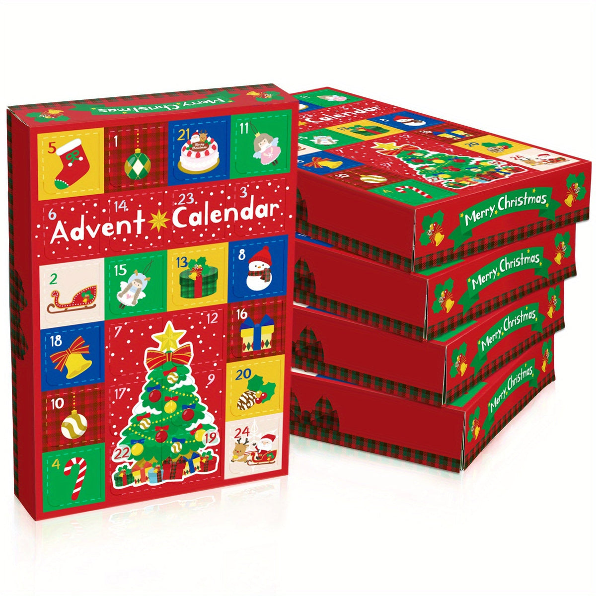 Trendbay 5pcs Christmas Advent Calendar Gift Box Set 24-Grid Fillable Countdown
