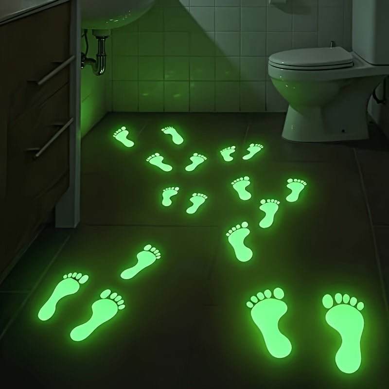 Trendbay 8pcs Green Luminous 2D Footprint Wall Stickers Self-Adhesive