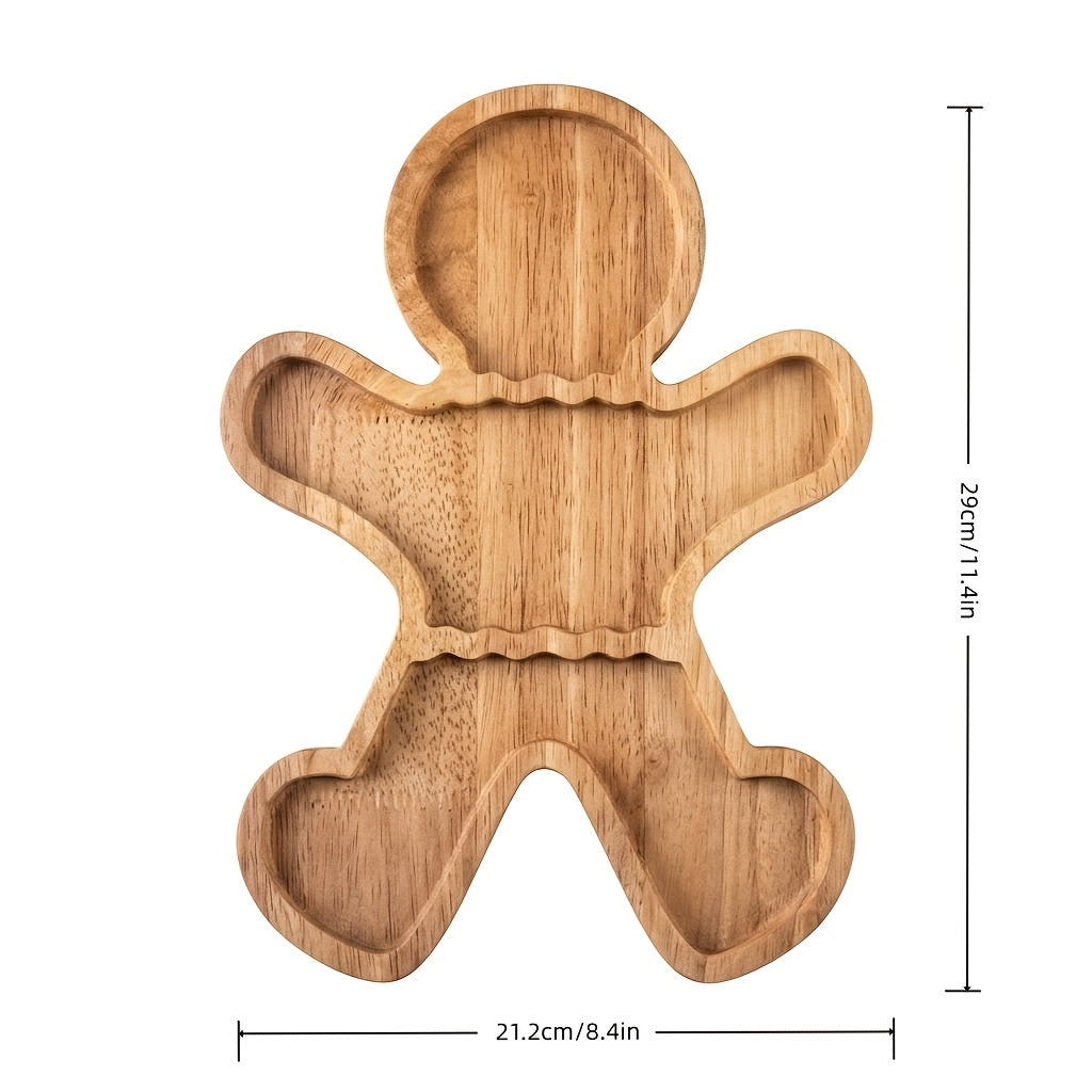 Trendbay Gingerbread-Shaped Wooden Divided Tray